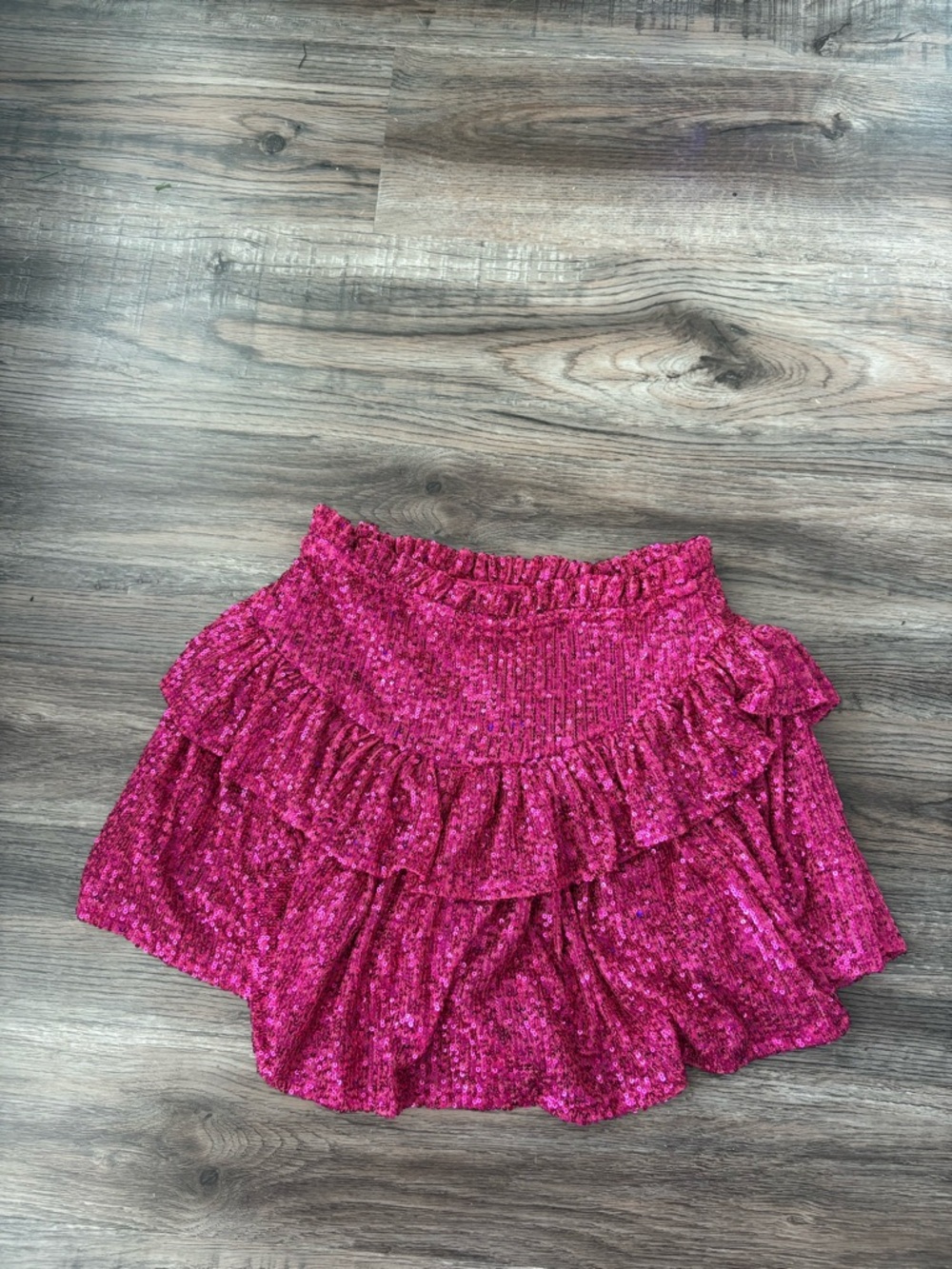 Main Strip Fuchsia Ruffled Tiered Skater Skirt